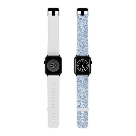  Dusty Blue Floral Line Art Apple Watch Band - BOGO Cases