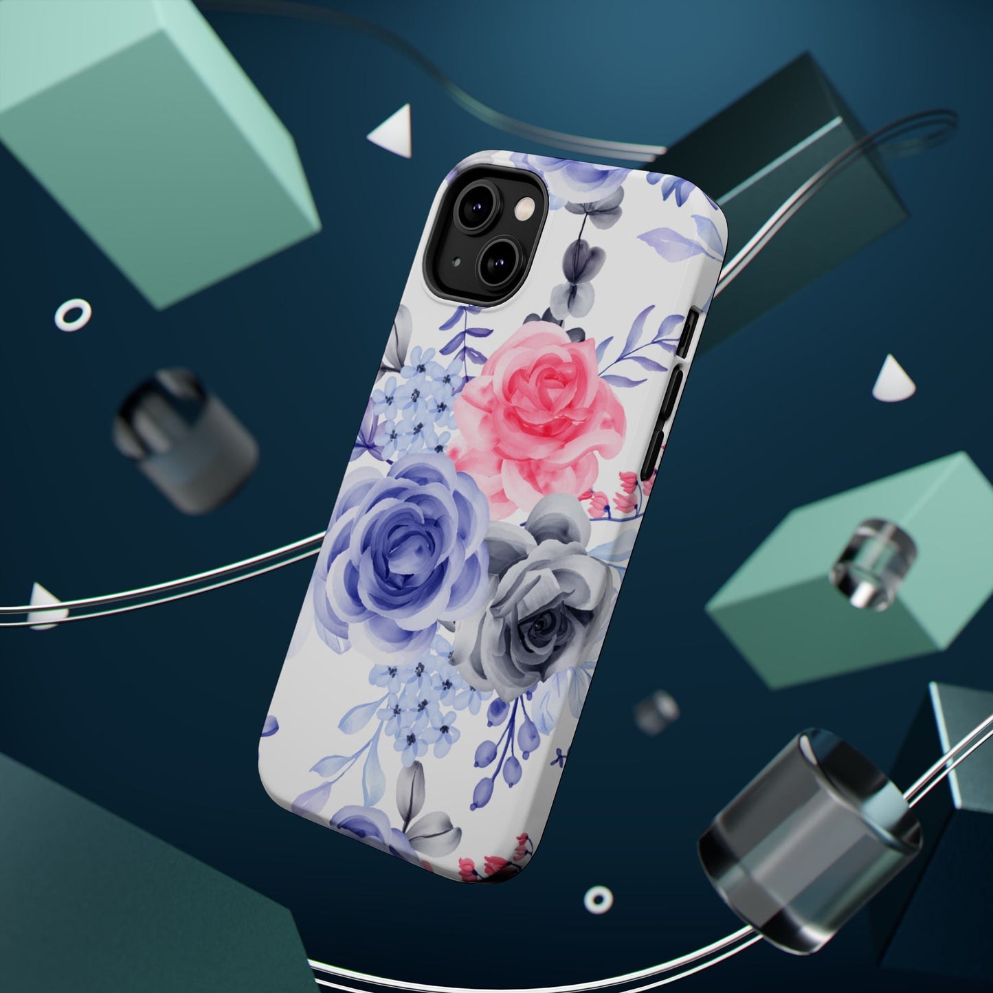 Elegant Blue Floral Watercolor Design – MagSafe iPhone Case - BOGO Cases