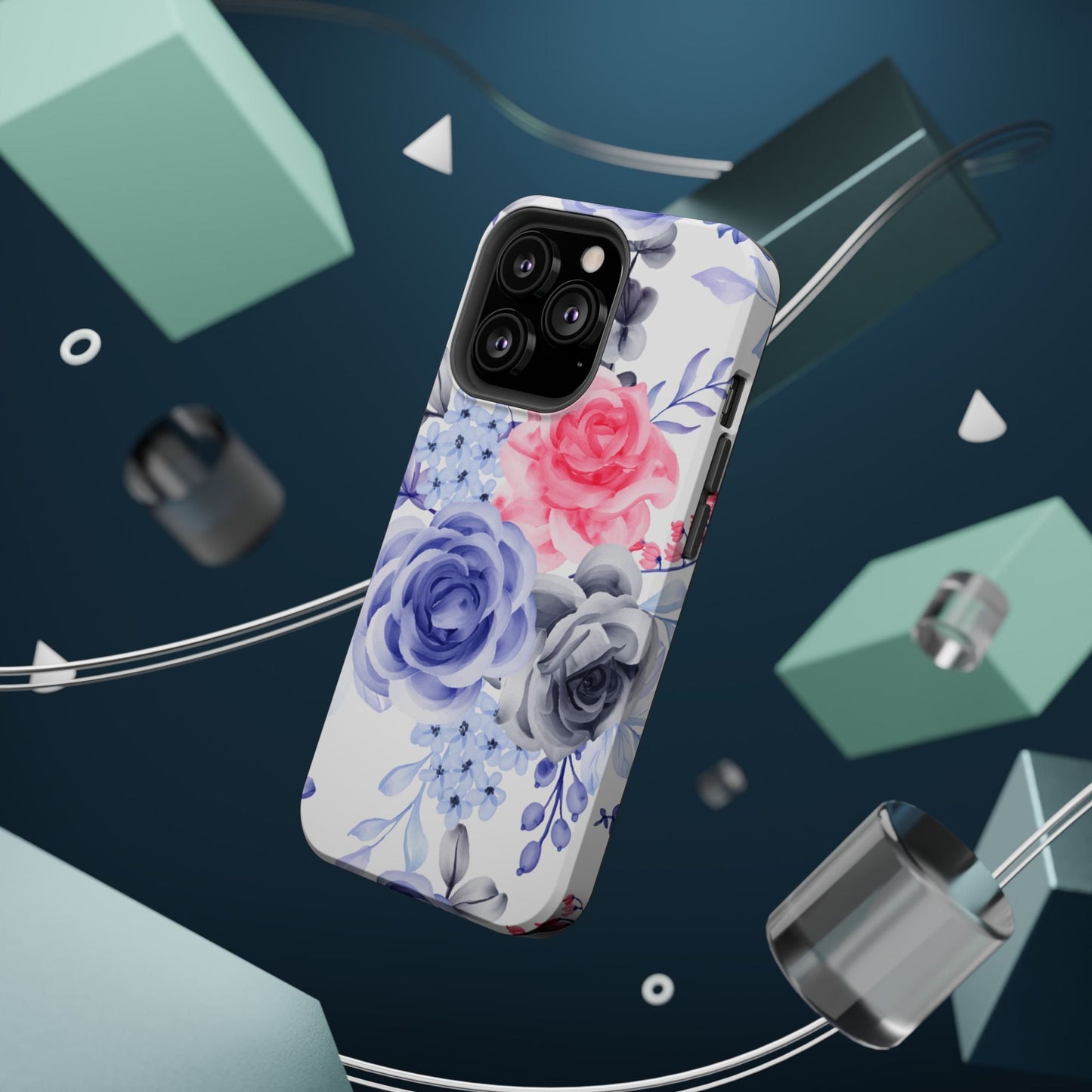 Elegant Blue Floral Watercolor Design – MagSafe iPhone Case - BOGO Cases