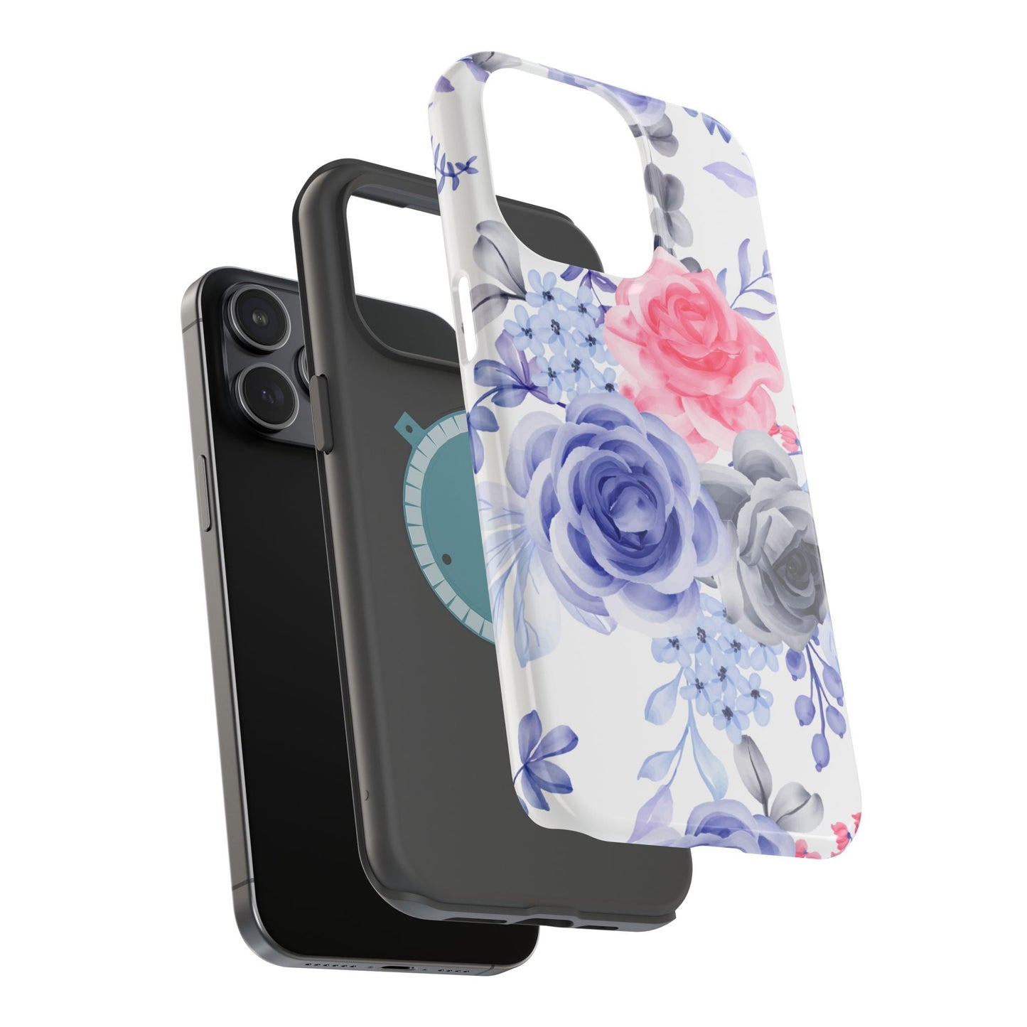 Elegant Blue Floral Watercolor Design – MagSafe iPhone Case - BOGO Cases