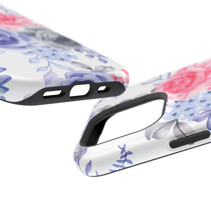 Elegant Blue Floral Watercolor Design – MagSafe iPhone Case - BOGO Cases