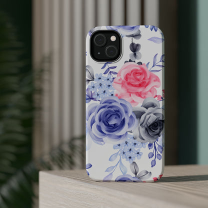Elegant Blue Floral Watercolor Design – MagSafe iPhone Case - BOGO Cases