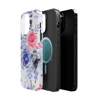 Elegant Blue Floral Watercolor Design – MagSafe iPhone Case - BOGO Cases