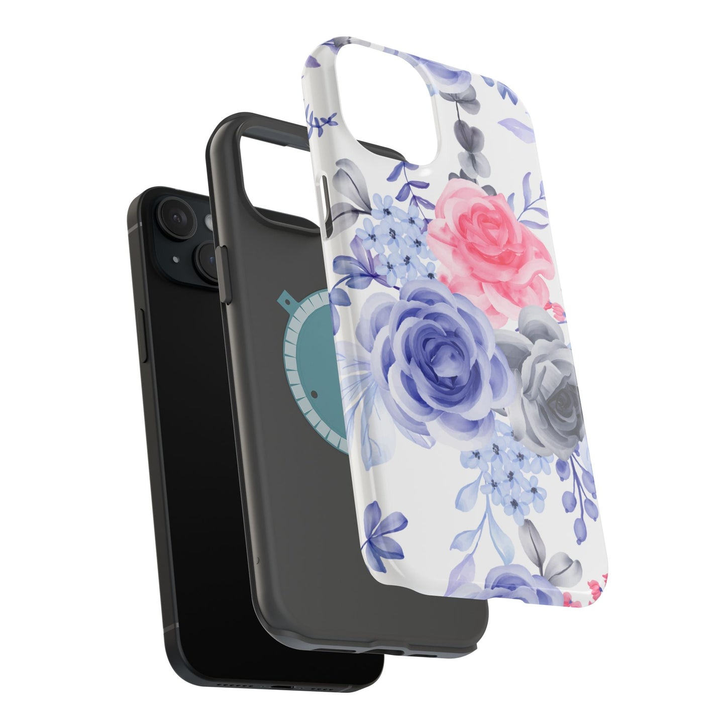 Elegant Blue Floral Watercolor Design – MagSafe iPhone Case - BOGO Cases
