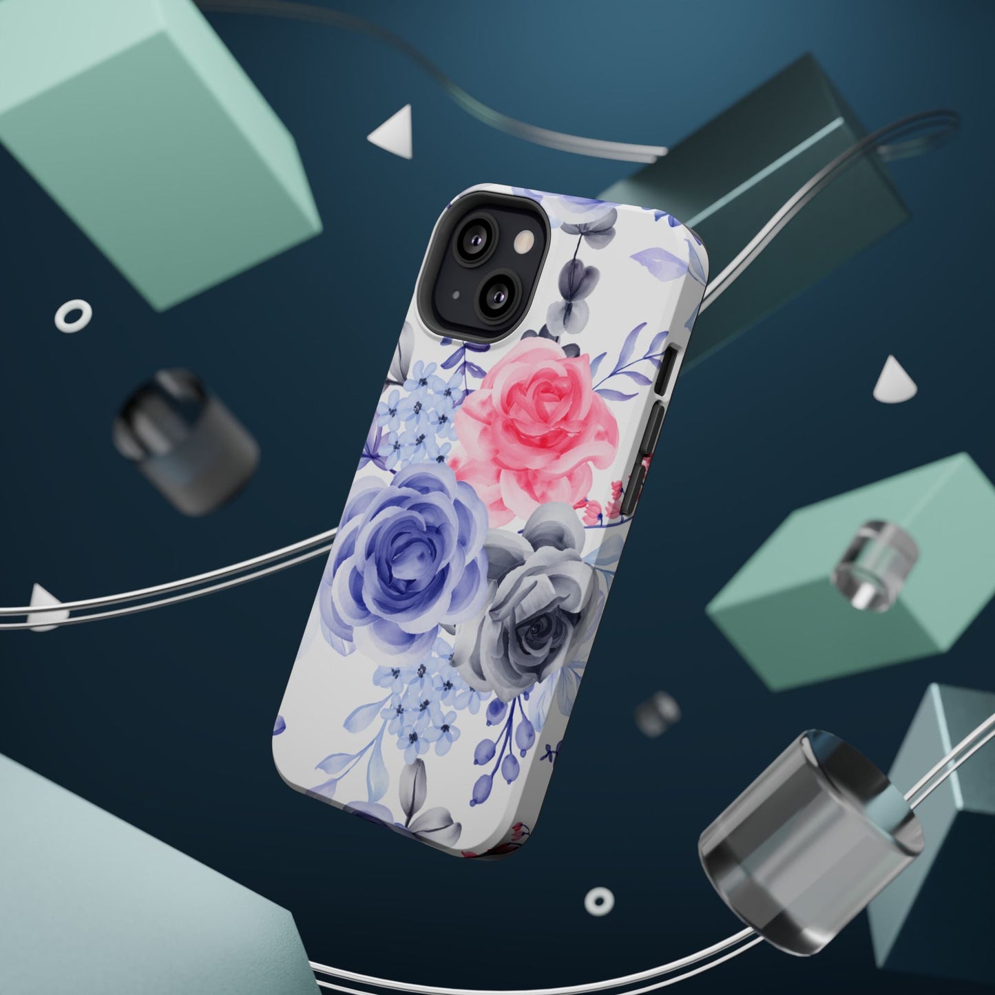 Elegant Blue Floral Watercolor Design – MagSafe iPhone Case - BOGO Cases