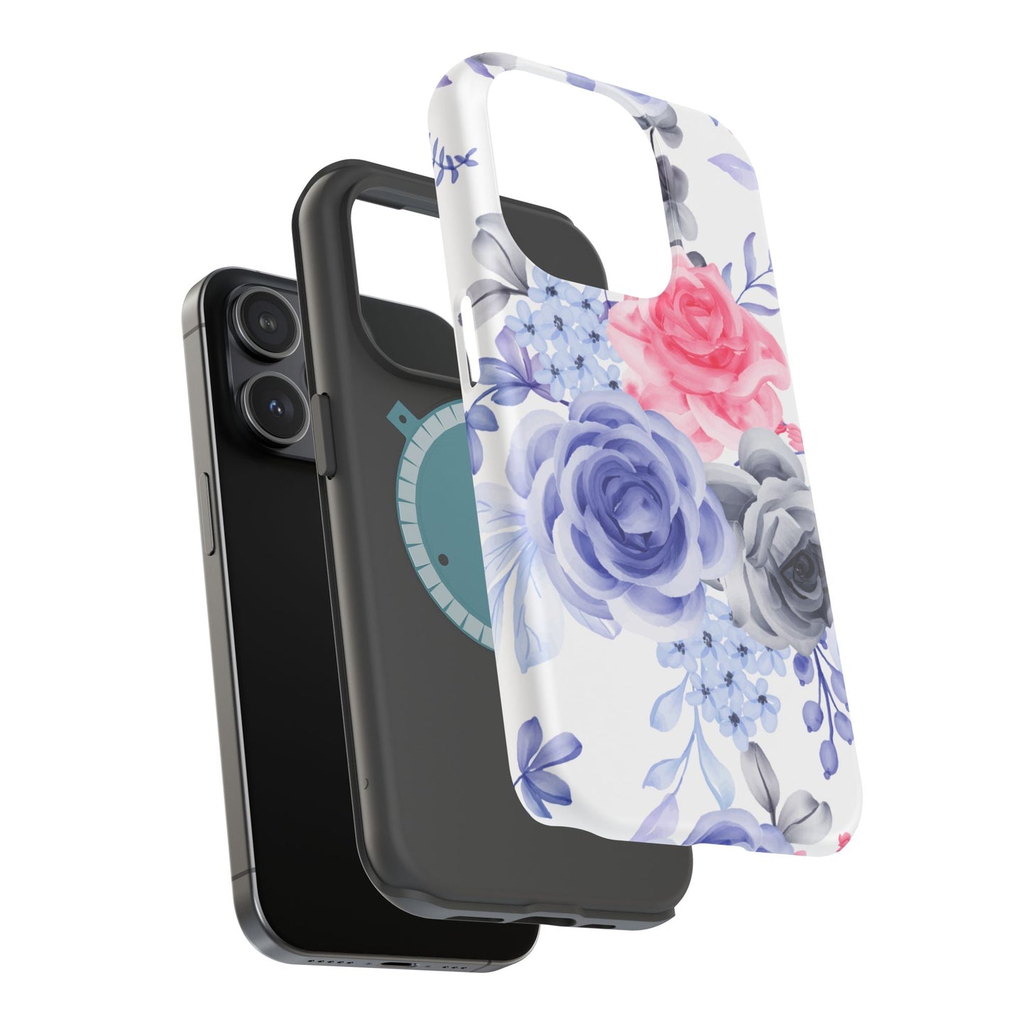 Elegant Blue Floral Watercolor Design – MagSafe iPhone Case - BOGO Cases