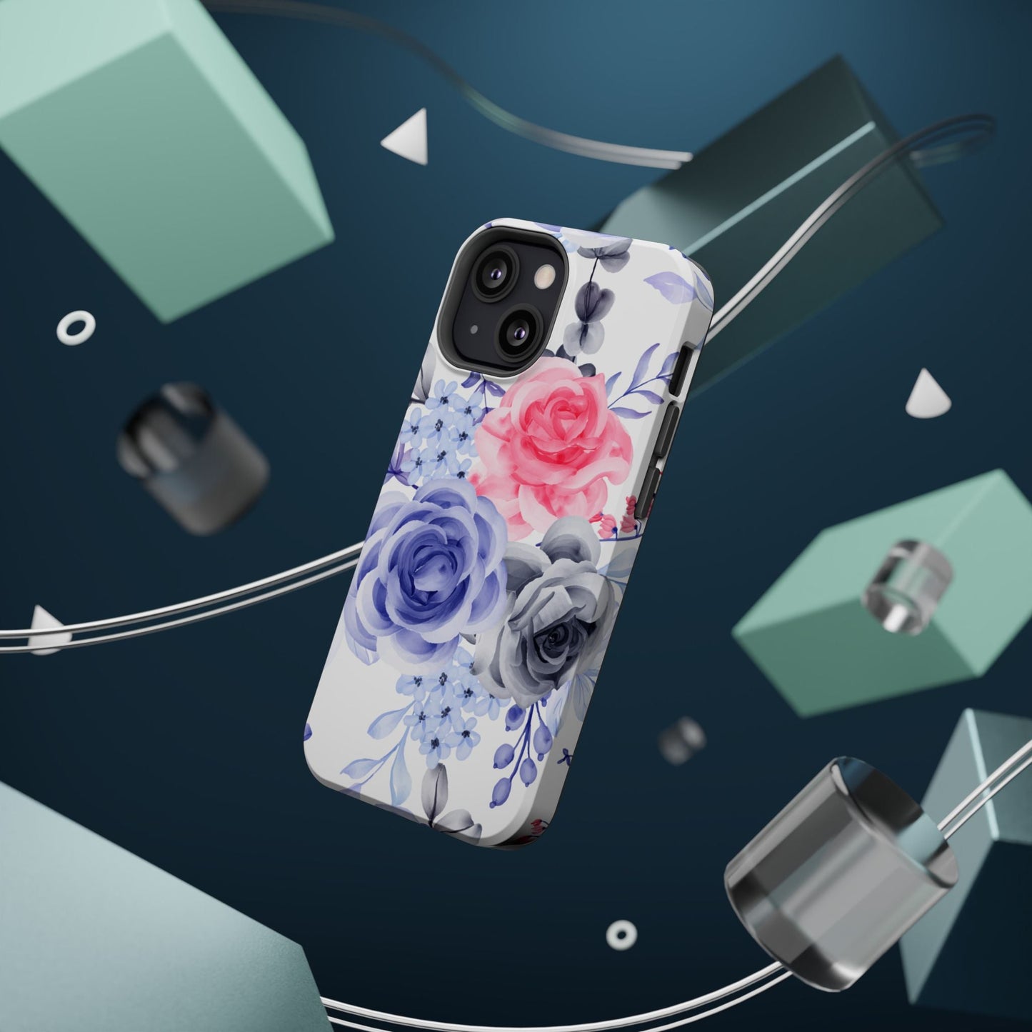 Elegant Blue Floral Watercolor Design – MagSafe iPhone Case - BOGO Cases