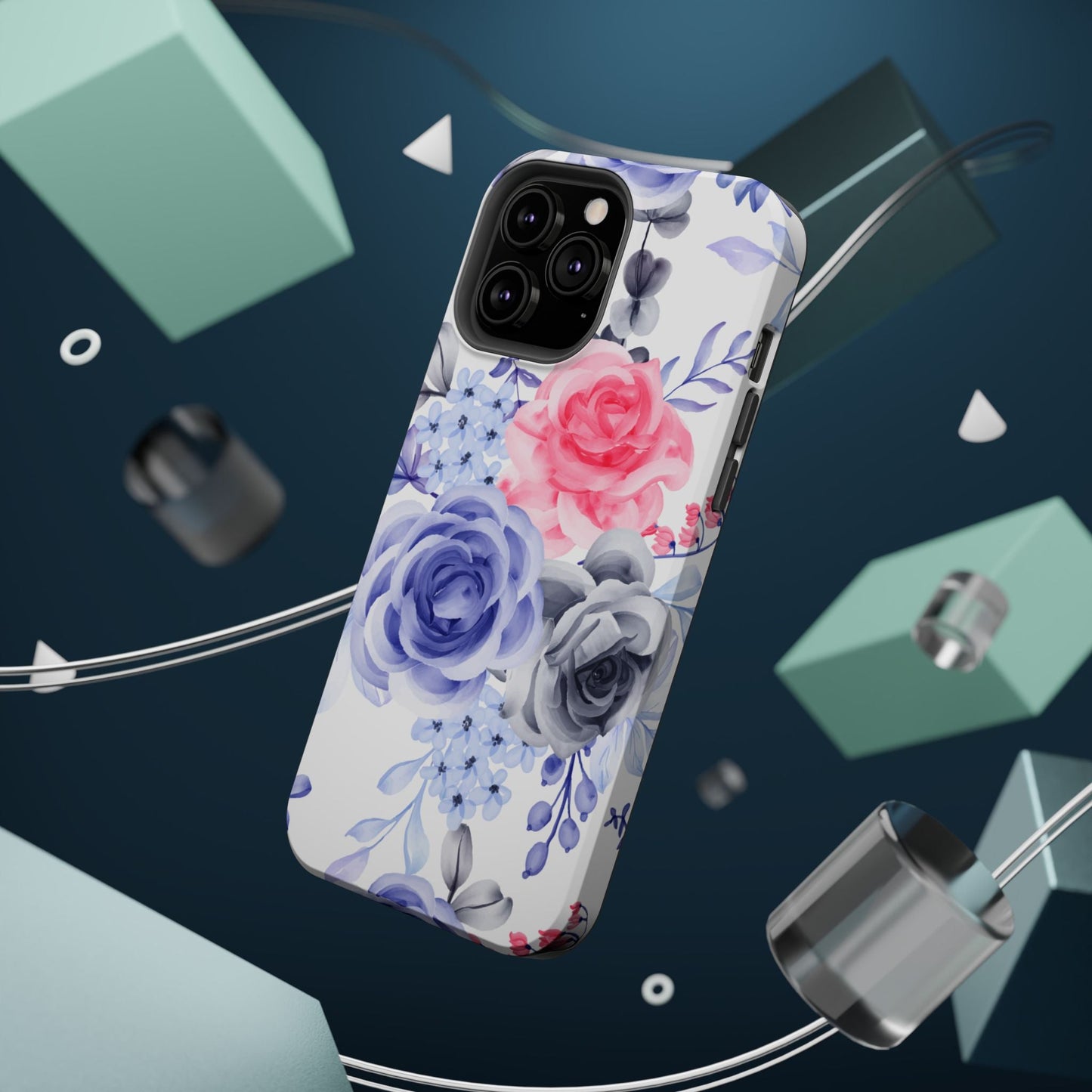 Elegant Blue Floral Watercolor Design – MagSafe iPhone Case - BOGO Cases