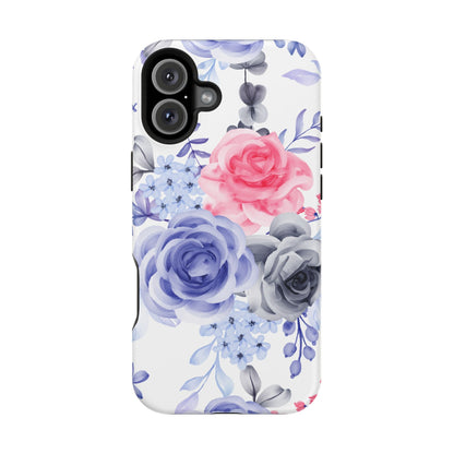 Elegant Blue Floral Watercolor Design – MagSafe iPhone Case - BOGO Cases