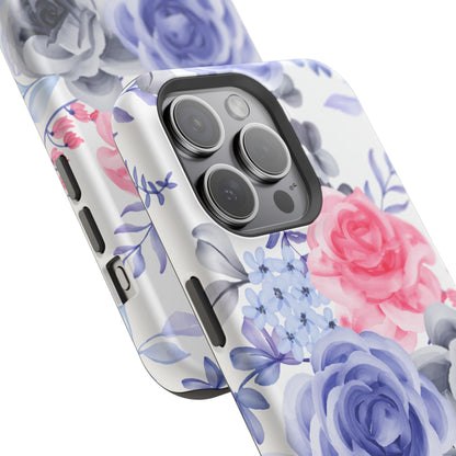 Elegant Blue Floral Watercolor Design – MagSafe iPhone Case - BOGO Cases