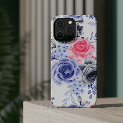 Elegant Blue Floral Watercolor Design – MagSafe iPhone Case - BOGO Cases