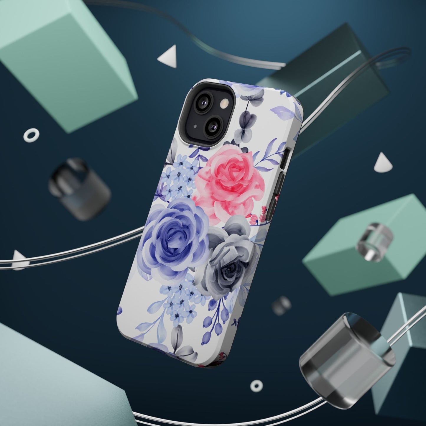 Elegant Blue Floral Watercolor Design – MagSafe iPhone Case - BOGO Cases