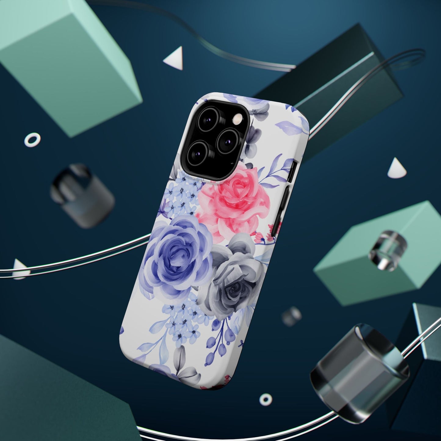 Elegant Blue Floral Watercolor Design – MagSafe iPhone Case - BOGO Cases