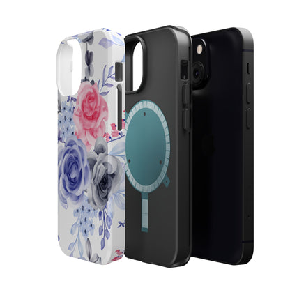 Elegant Blue Floral Watercolor Design – MagSafe iPhone Case - BOGO Cases