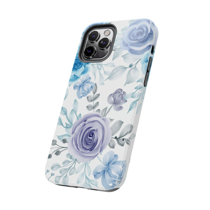 Elegant Blue & Violet Roses iPhone Case – Luxurious Floral Design for Chic Device Protection - BOGO Cases