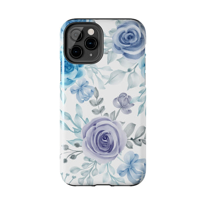 Elegant Blue & Violet Roses iPhone Case – Luxurious Floral Design for Chic Device Protection - BOGO Cases