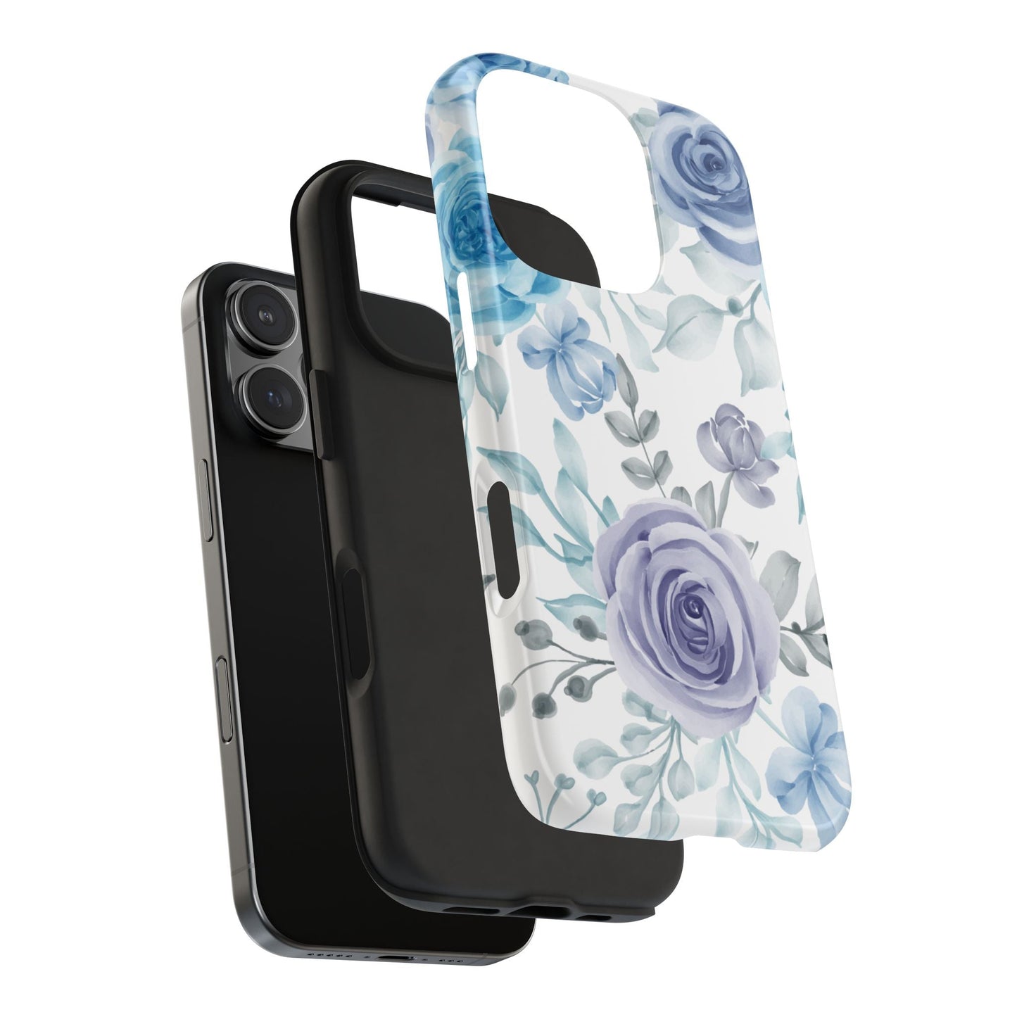 Elegant Blue & Violet Roses iPhone Case – Luxurious Floral Design for Chic Device Protection - BOGO Cases