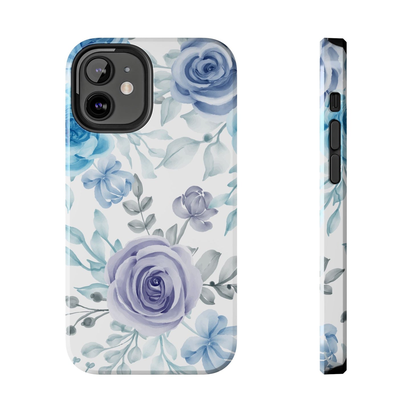 Elegant Blue & Violet Roses iPhone Case – Luxurious Floral Design for Chic Device Protection - BOGO Cases