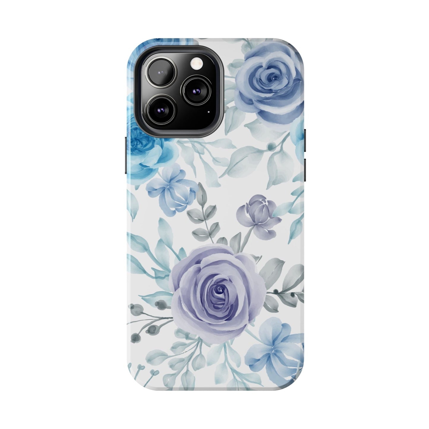 Elegant Blue & Violet Roses iPhone Case – Luxurious Floral Design for Chic Device Protection - BOGO Cases
