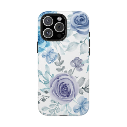 Elegant Blue & Violet Roses iPhone Case – Luxurious Floral Design for Chic Device Protection - BOGO Cases