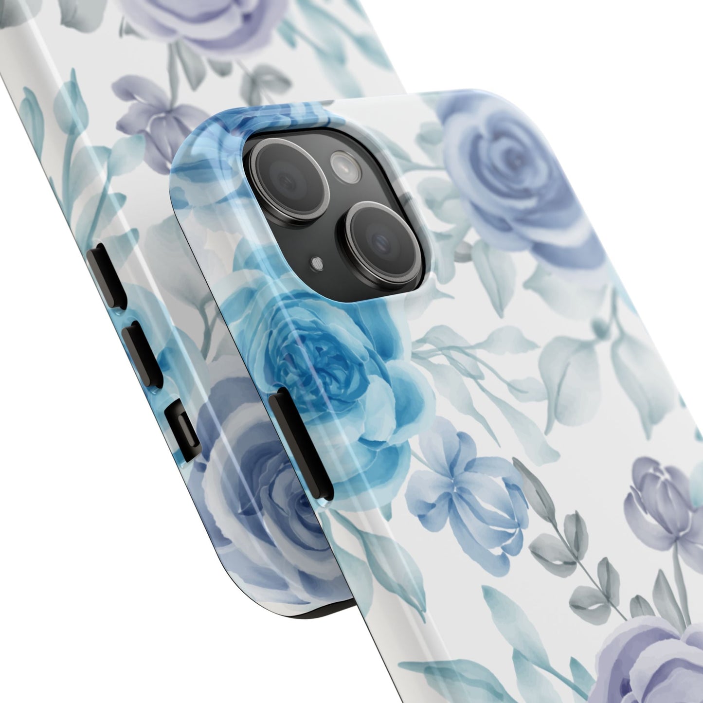 Elegant Blue & Violet Roses iPhone Case – Luxurious Floral Design for Chic Device Protection - BOGO Cases