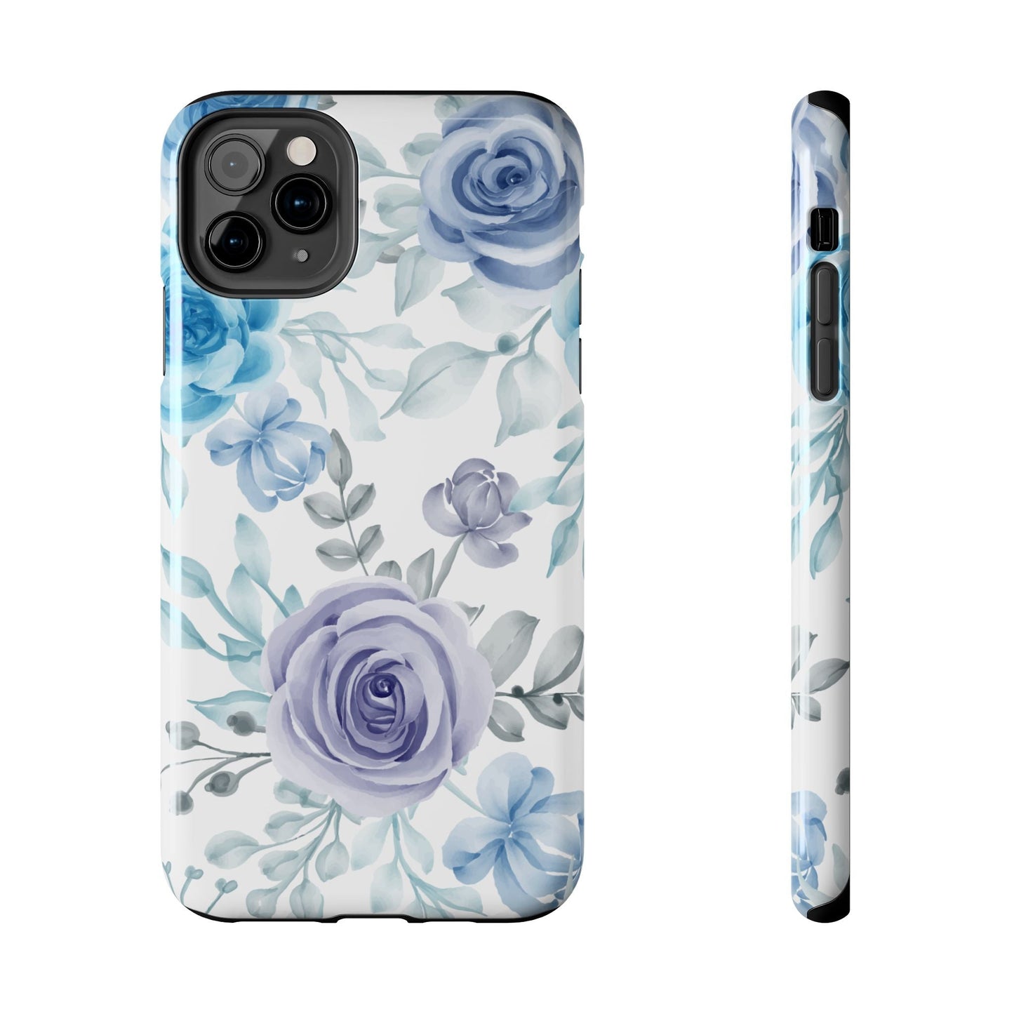 Elegant Blue & Violet Roses iPhone Case – Luxurious Floral Design for Chic Device Protection - BOGO Cases