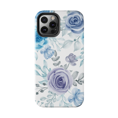 Elegant Blue & Violet Roses iPhone Case – Luxurious Floral Design for Chic Device Protection - BOGO Cases