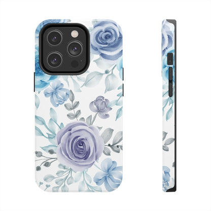 Elegant Blue & Violet Roses iPhone Case – Luxurious Floral Design for Chic Device Protection - BOGO Cases
