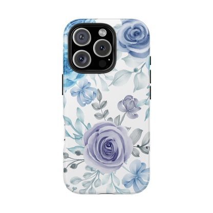 Elegant Blue & Violet Roses iPhone Case – Luxurious Floral Design for Chic Device Protection - BOGO Cases