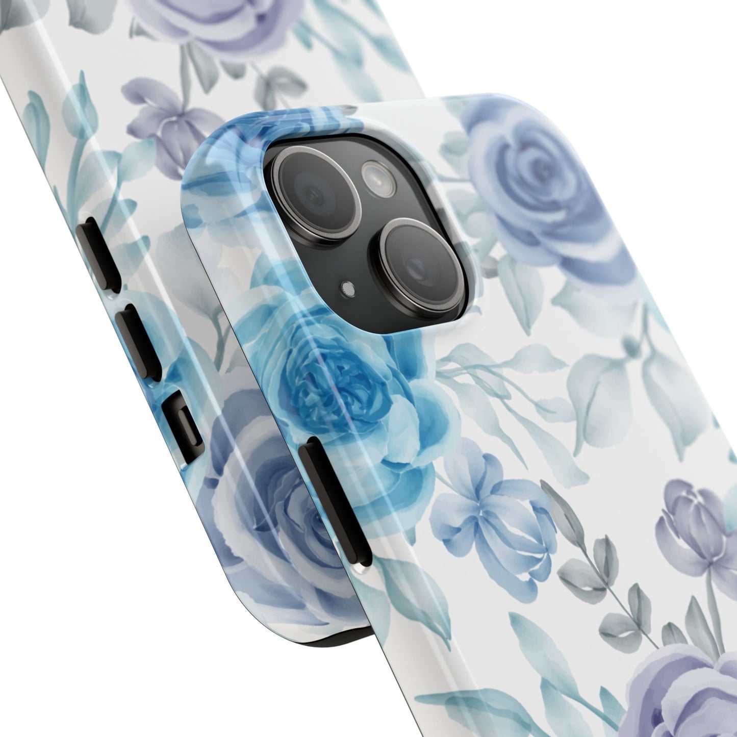 Elegant Blue & Violet Roses iPhone Case – Luxurious Floral Design for Chic Device Protection - BOGO Cases