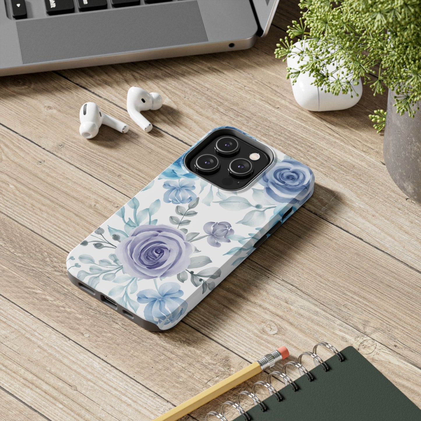 Elegant Blue & Violet Roses iPhone Case – Luxurious Floral Design for Chic Device Protection - BOGO Cases