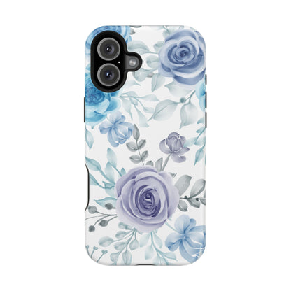 Elegant Blue & Violet Roses MagSafe Case – Artistic Floral Protection with Magnetic Charging Compatibility - BOGO Cases