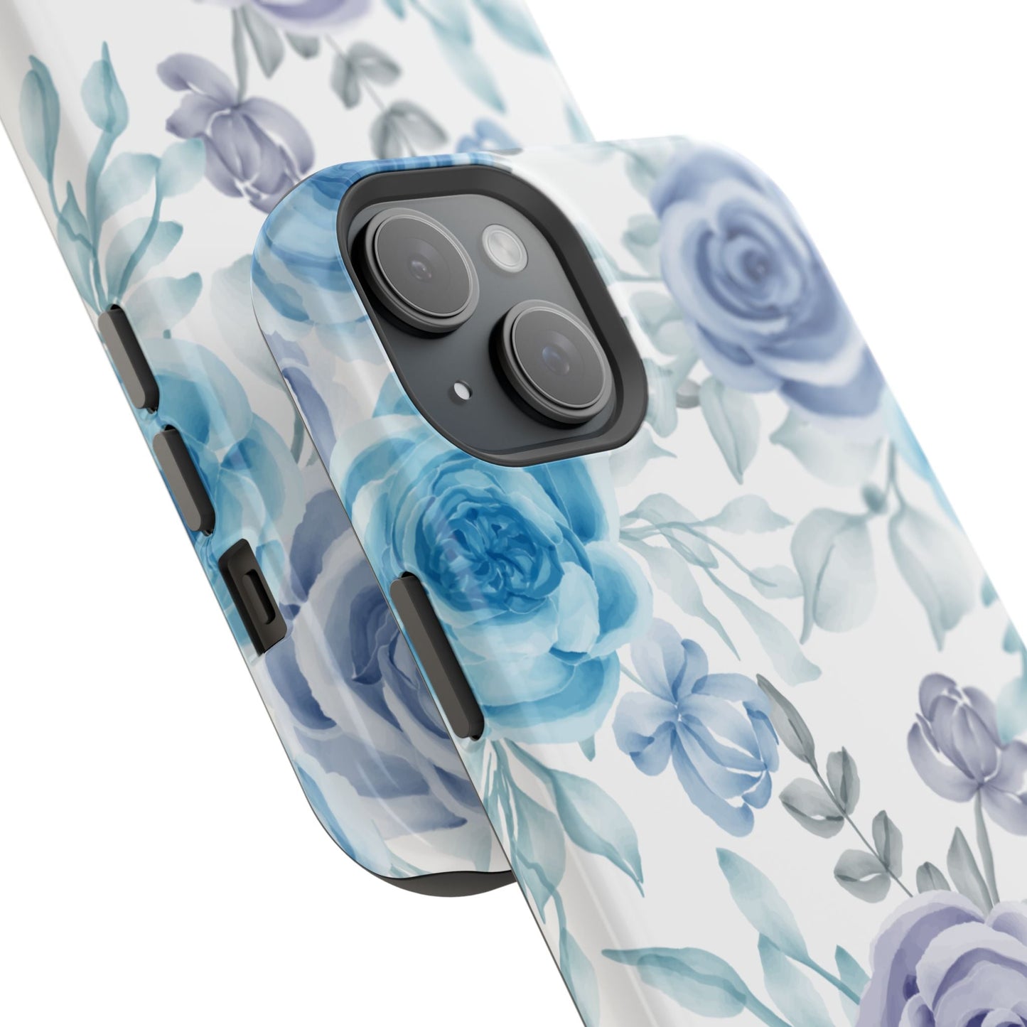 Elegant Blue & Violet Roses MagSafe Case – Artistic Floral Protection with Magnetic Charging Compatibility - BOGO Cases