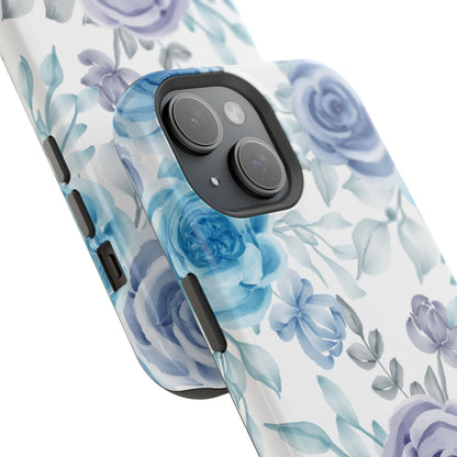 Elegant Blue & Violet Roses MagSafe Case – Artistic Floral Protection with Magnetic Charging Compatibility - BOGO Cases