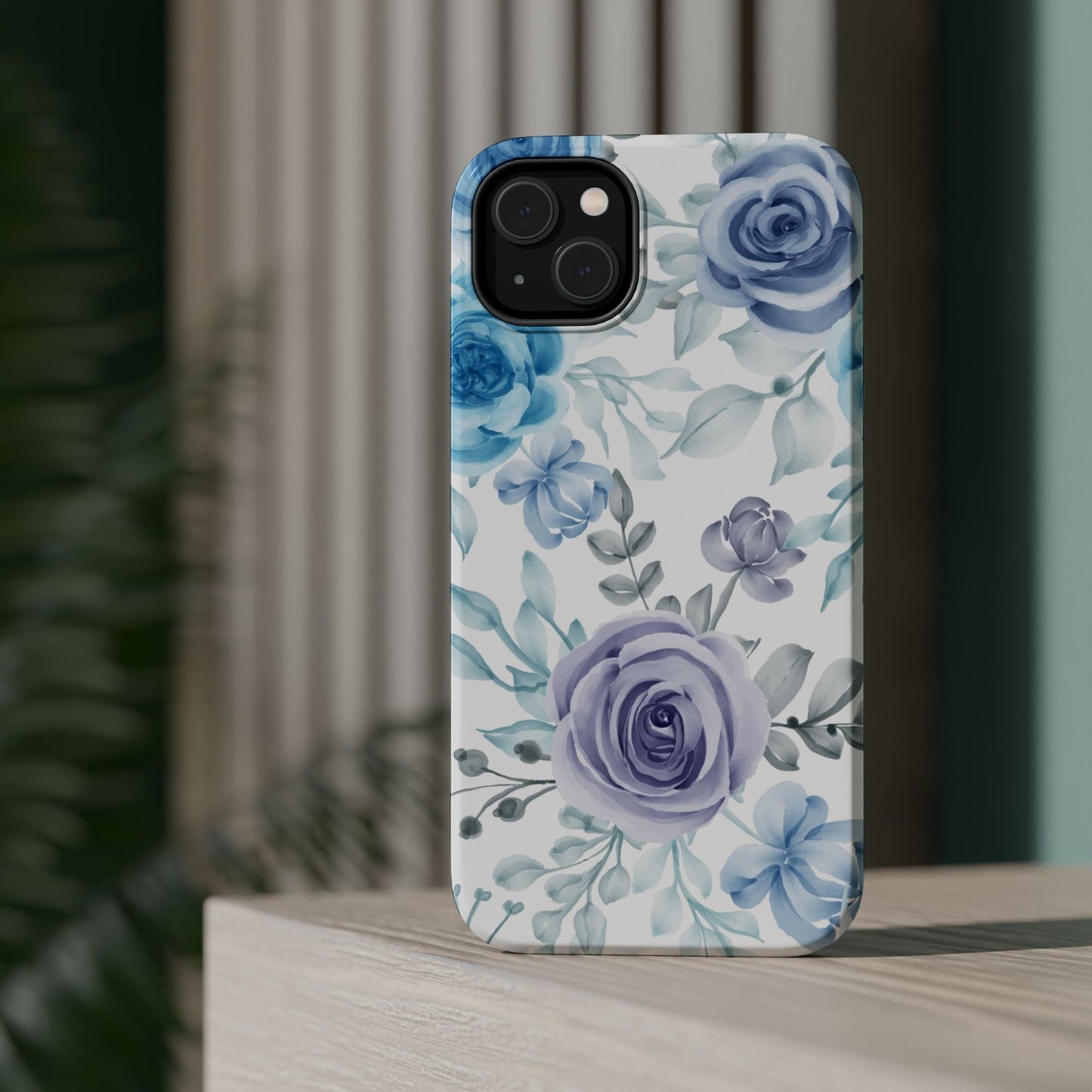Elegant Blue & Violet Roses MagSafe Case – Artistic Floral Protection with Magnetic Charging Compatibility - BOGO Cases