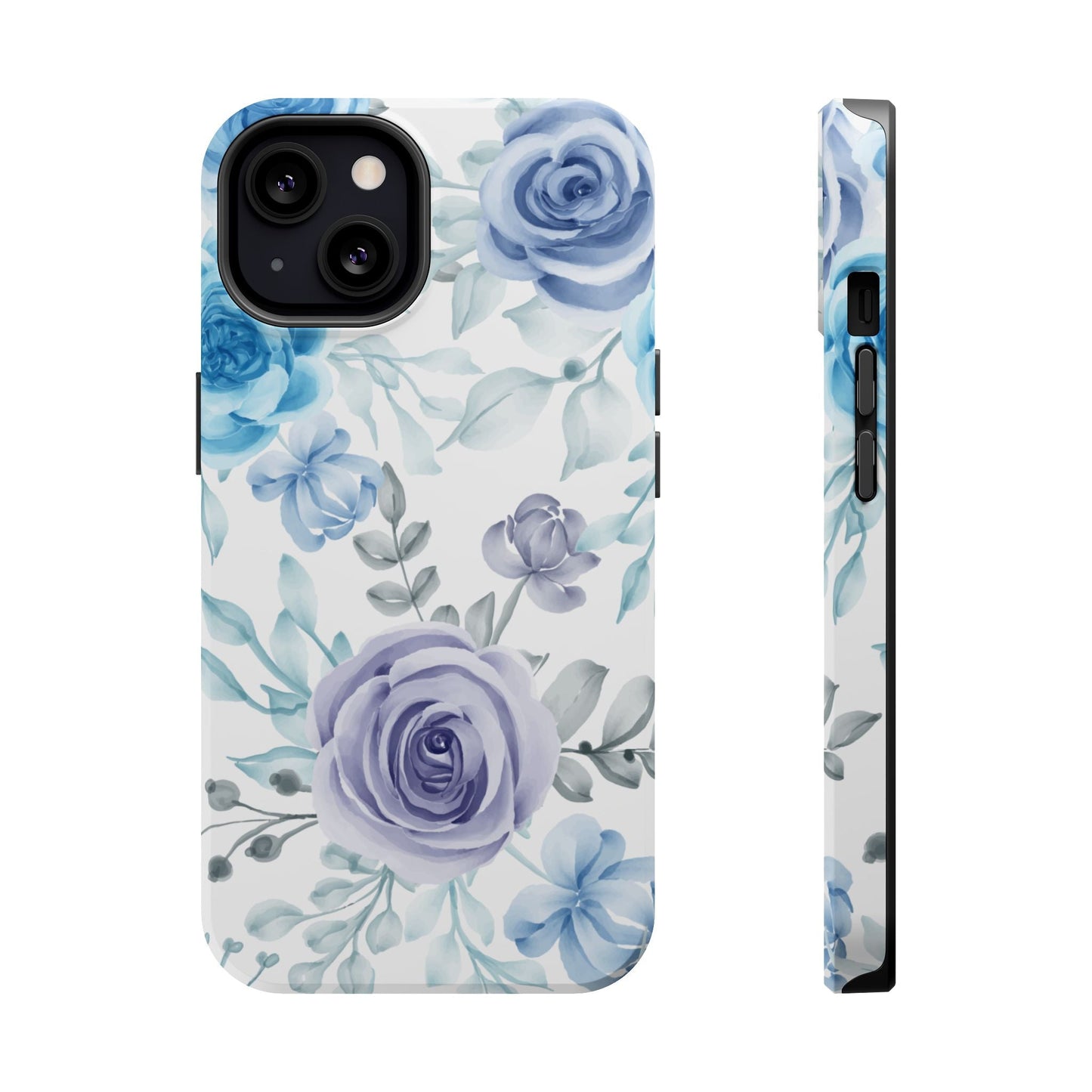 Elegant Blue & Violet Roses MagSafe Case – Artistic Floral Protection with Magnetic Charging Compatibility - BOGO Cases