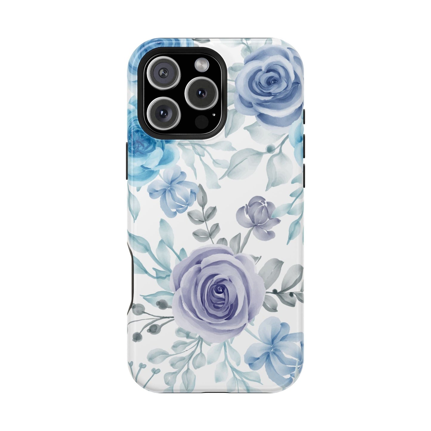 Elegant Blue & Violet Roses MagSafe Case – Artistic Floral Protection with Magnetic Charging Compatibility - BOGO Cases