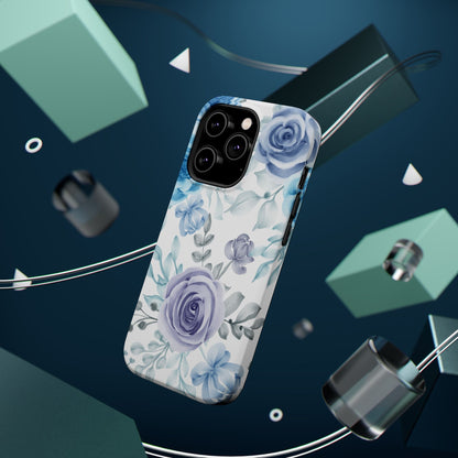 Elegant Blue & Violet Roses MagSafe Case – Artistic Floral Protection with Magnetic Charging Compatibility - BOGO Cases