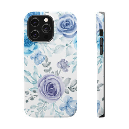 Elegant Blue & Violet Roses MagSafe Case – Artistic Floral Protection with Magnetic Charging Compatibility - BOGO Cases