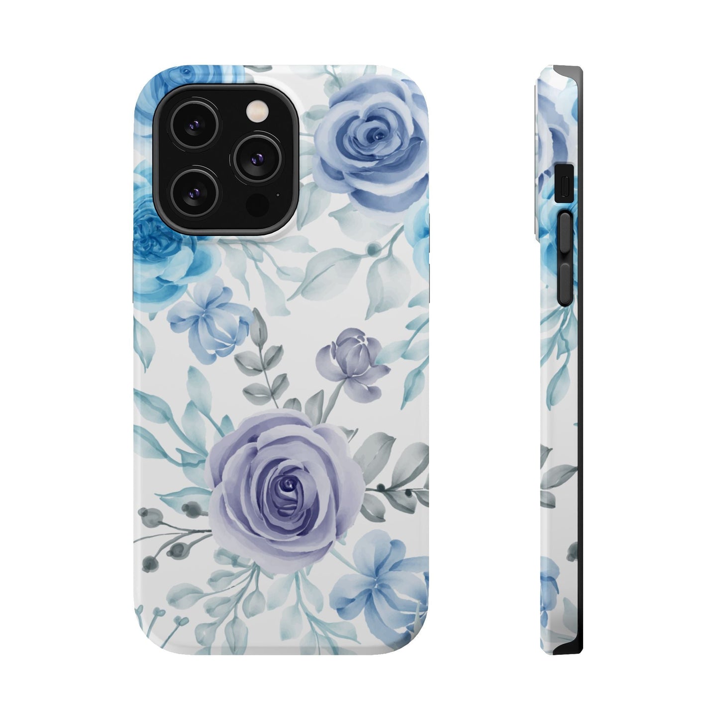 Elegant Blue & Violet Roses MagSafe Case – Artistic Floral Protection with Magnetic Charging Compatibility - BOGO Cases