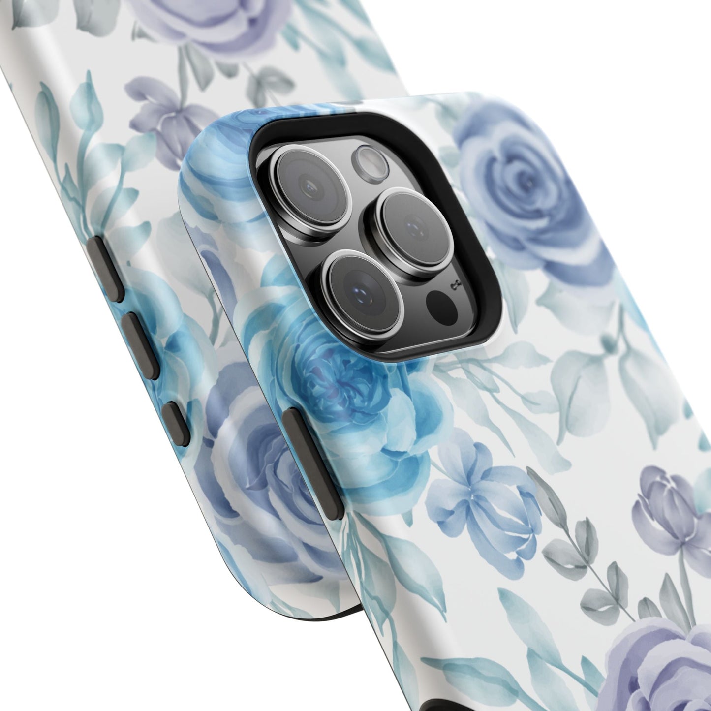 Elegant Blue & Violet Roses MagSafe Case – Artistic Floral Protection with Magnetic Charging Compatibility - BOGO Cases