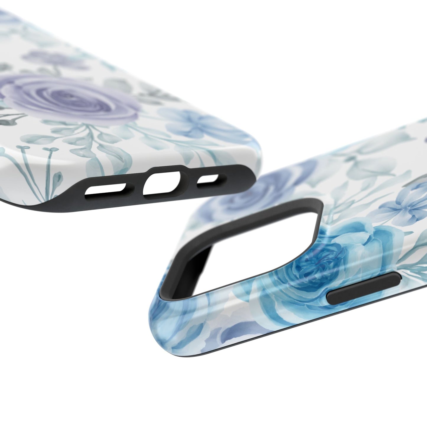 Elegant Blue & Violet Roses MagSafe Case – Artistic Floral Protection with Magnetic Charging Compatibility - BOGO Cases