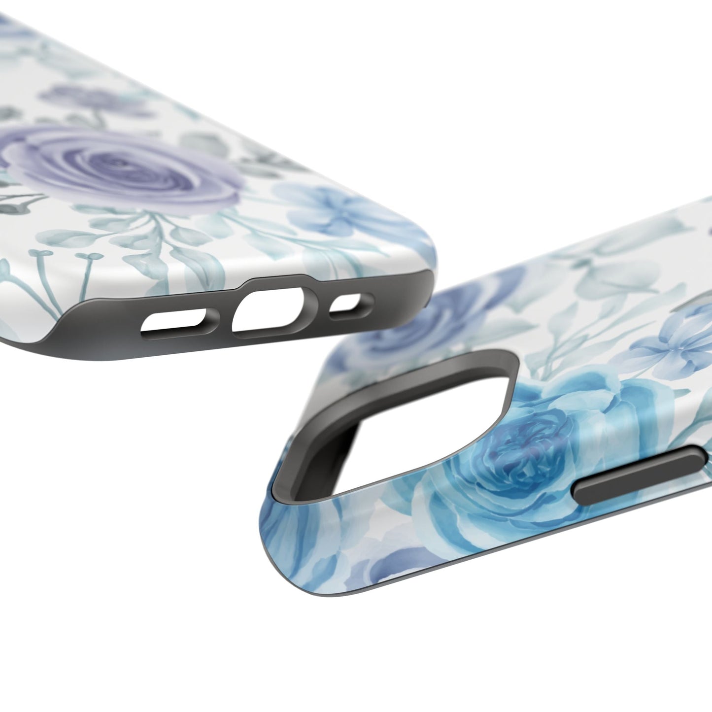 Elegant Blue & Violet Roses MagSafe Case – Artistic Floral Protection with Magnetic Charging Compatibility - BOGO Cases