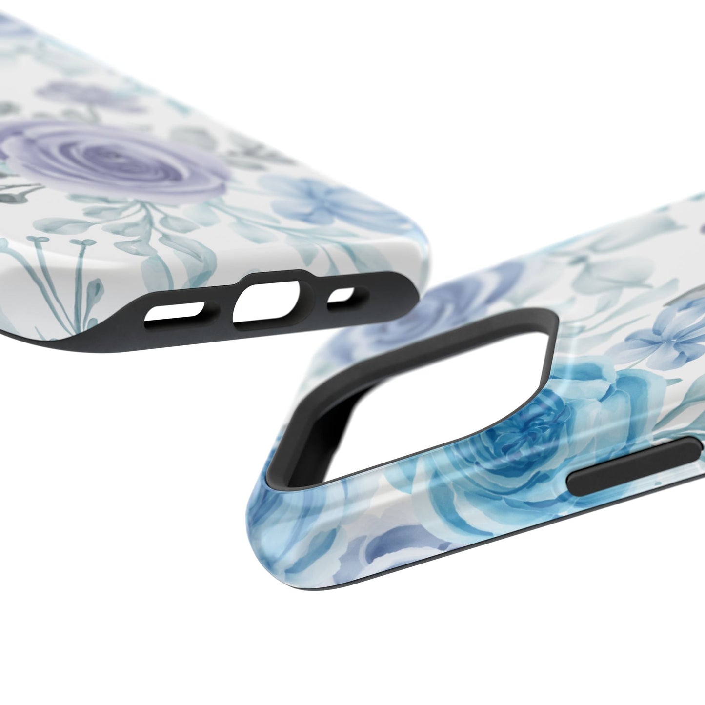 Elegant Blue & Violet Roses MagSafe Case – Artistic Floral Protection with Magnetic Charging Compatibility - BOGO Cases