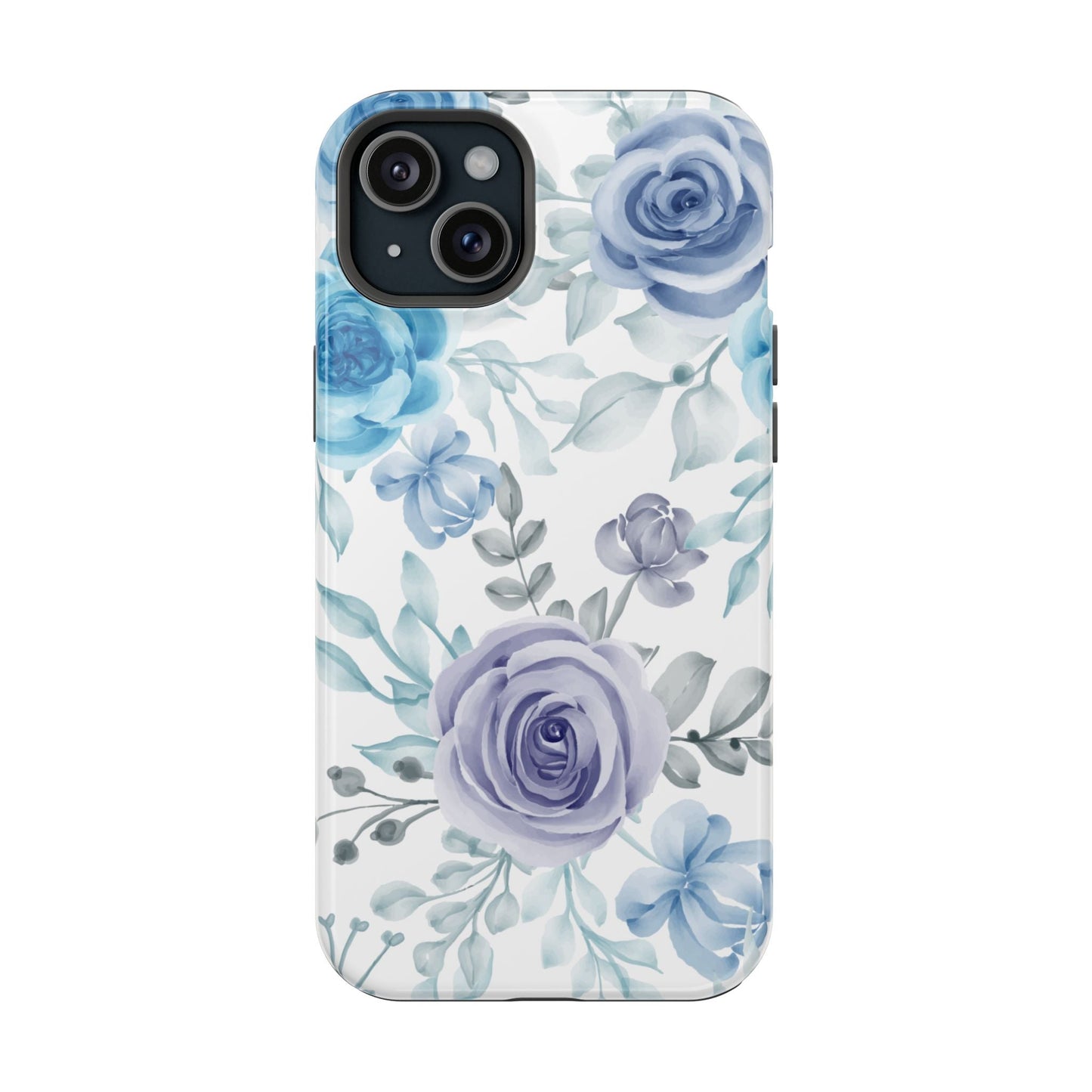 Elegant Blue & Violet Roses MagSafe Case – Artistic Floral Protection with Magnetic Charging Compatibility - BOGO Cases