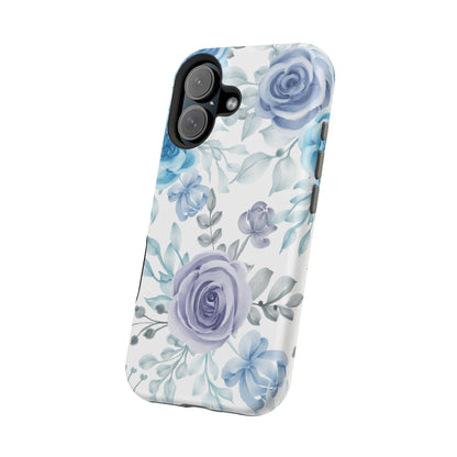 Elegant Blue & Violet Roses MagSafe Case – Artistic Floral Protection with Magnetic Charging Compatibility - BOGO Cases
