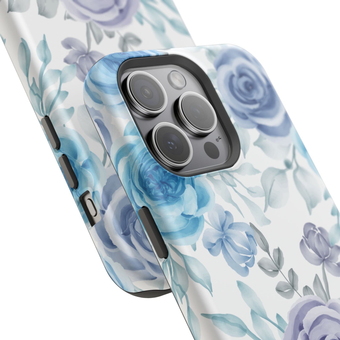 Elegant Blue & Violet Roses MagSafe Case – Artistic Floral Protection with Magnetic Charging Compatibility - BOGO Cases