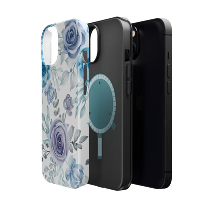 Elegant Blue & Violet Roses MagSafe Case – Artistic Floral Protection with Magnetic Charging Compatibility - BOGO Cases