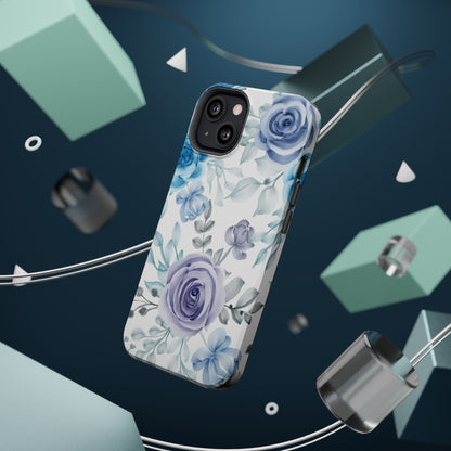 Elegant Blue & Violet Roses MagSafe Case – Artistic Floral Protection with Magnetic Charging Compatibility - BOGO Cases