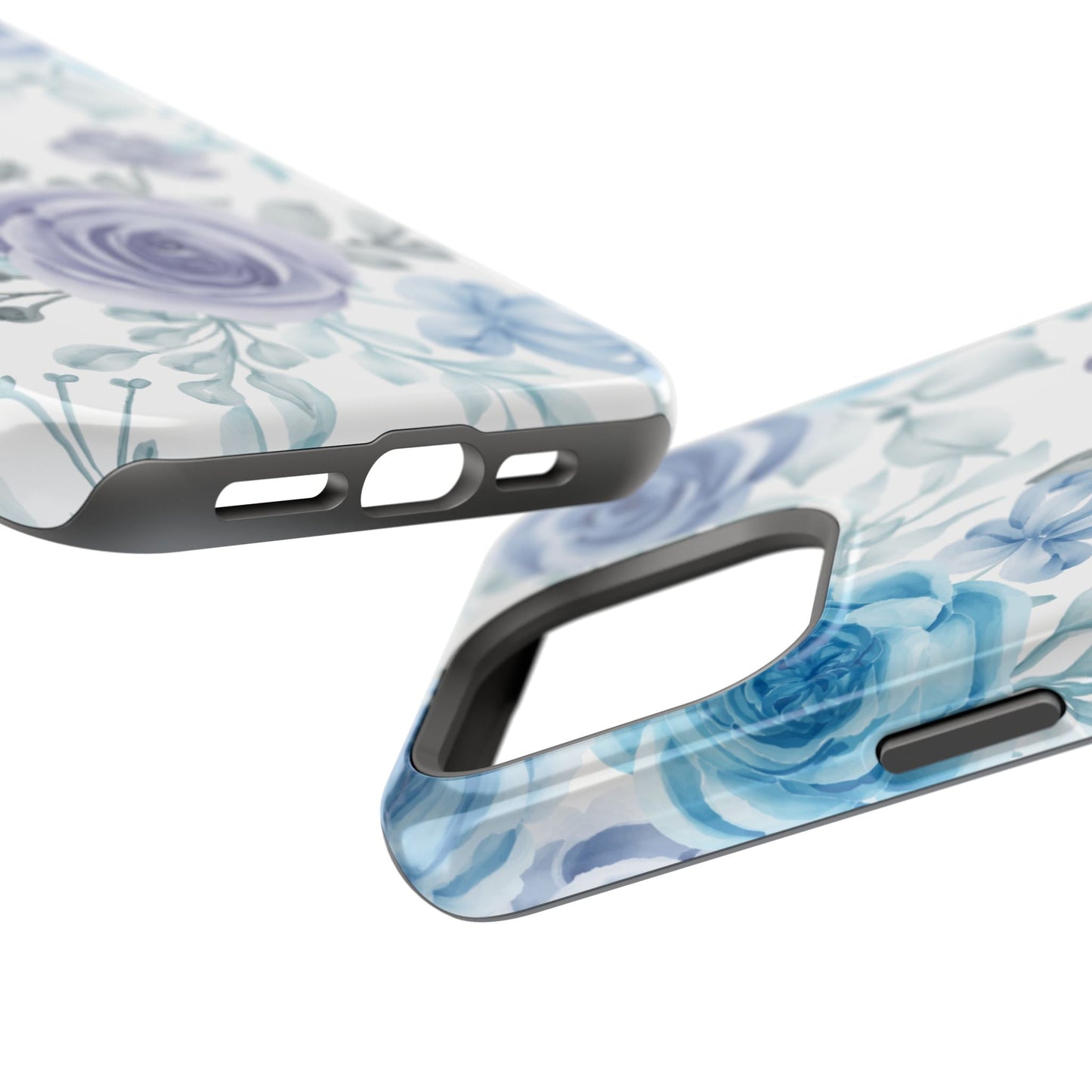 Elegant Blue & Violet Roses MagSafe Case – Artistic Floral Protection with Magnetic Charging Compatibility - BOGO Cases
